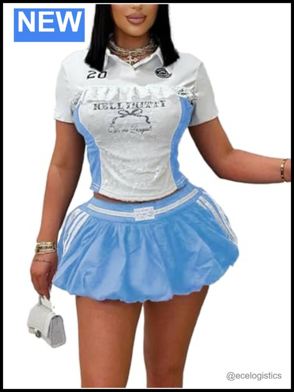 2 Piece Skirt Set Lace Combo Top Bubble Mini Skirt Women's Y2K Clubwear